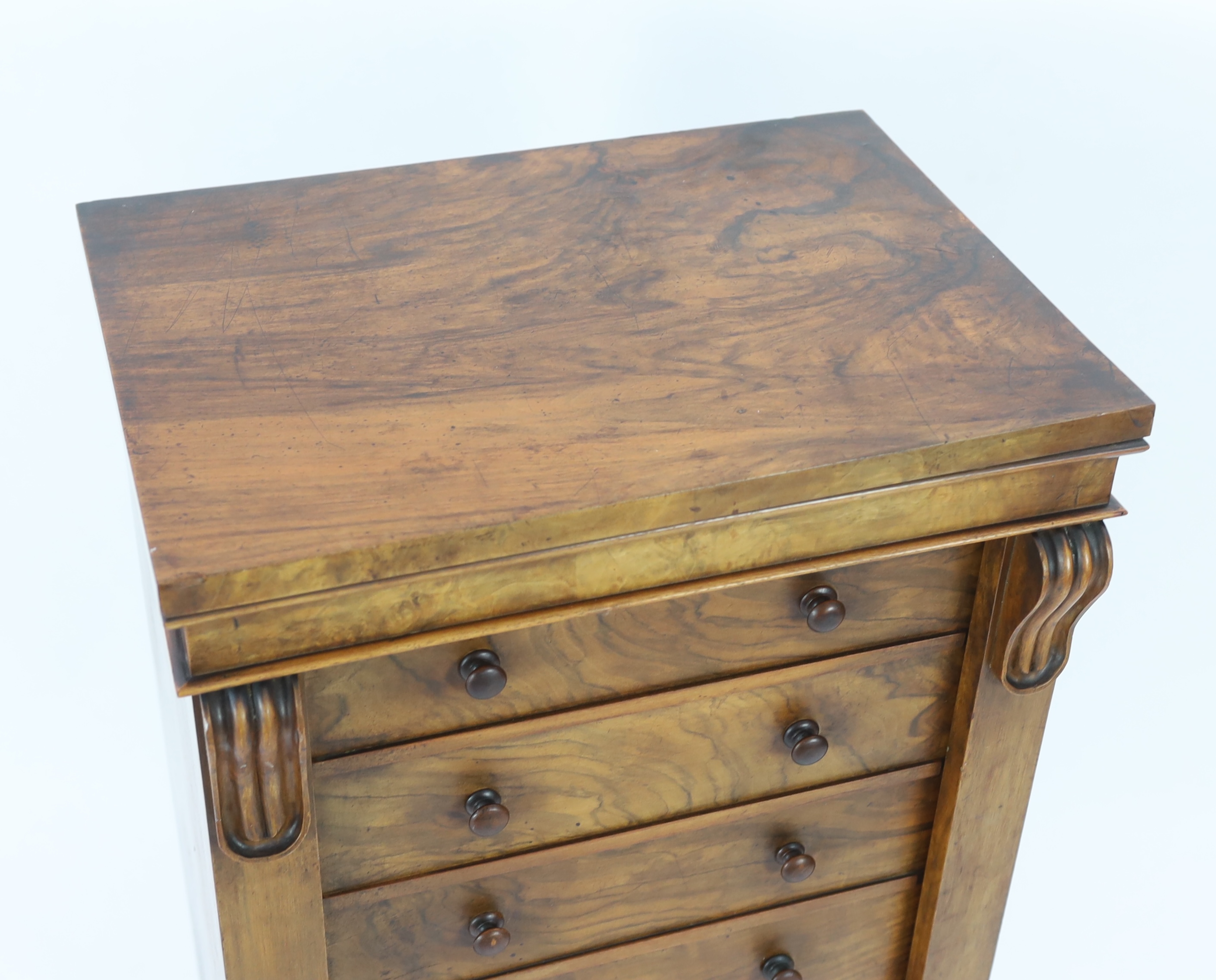 A Victorian figured walnut secretaire Wellington chest